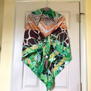 Sassy Jones Oversized Scarf Wrap Palm Multi 51”X51”